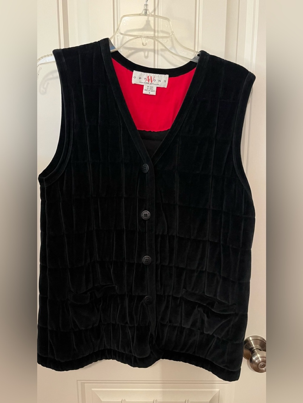 Vintage Adrienne Vittadini Options Quilted Black Velvet Vest